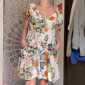 Paper Crane Tropical Floral Dress